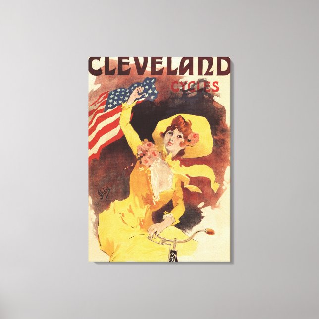 Toile Cleveland Bicycles American Girl en Jaune (Recto)