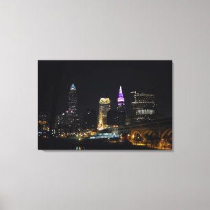 Toile Cleveland OH River View Purple Canvas