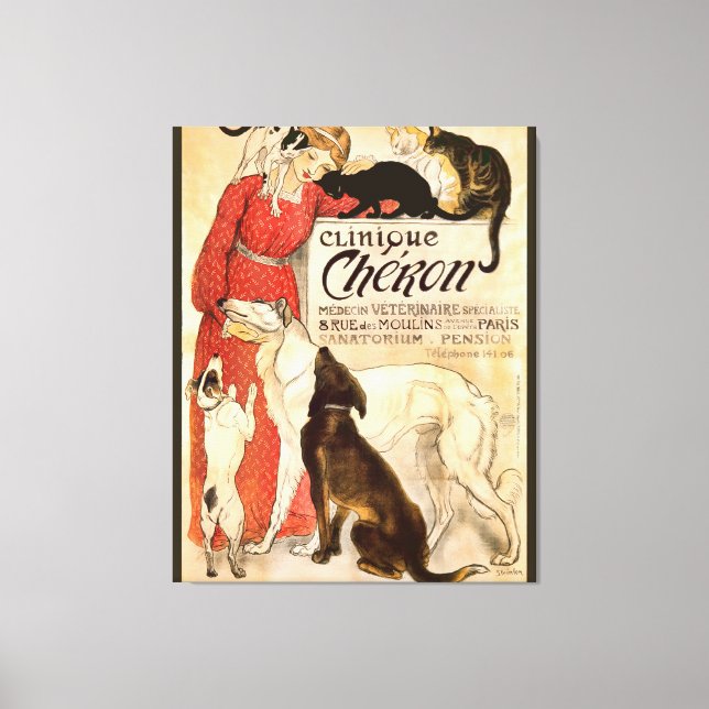 Toile Clinique Cheron Publicité vétérinaire Vintage (Recto)