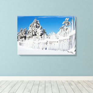 Toile Clôture de ski recouverte de neige