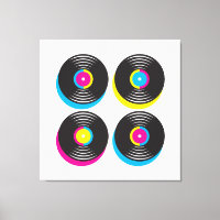 CMYK pop art vinyle disques 80s style couleurs viv