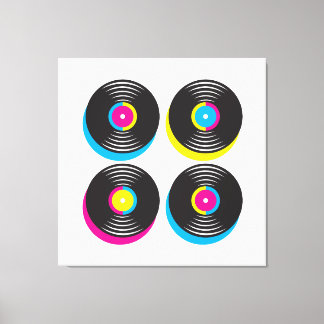 Toile CMYK pop art vinyle disques 80s style couleurs viv