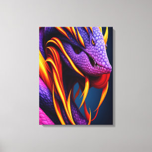Toile Cobra serpent avec écailles orange et violette vib