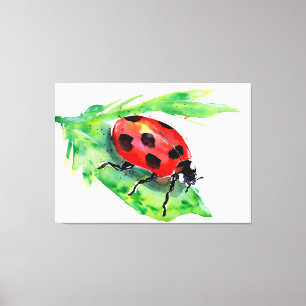 Toile Coccinelle sur une feuille verte