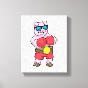 Toile Cochon en boîte avec gants de boxe