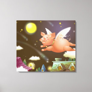 Toile Cochon volant dans le ciel