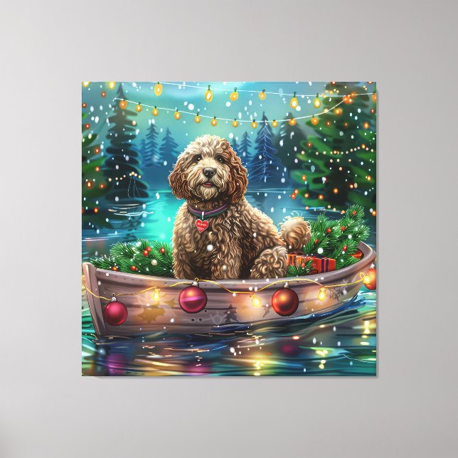 Toile Cockapoo Christmas Festive Voyage (Recto)