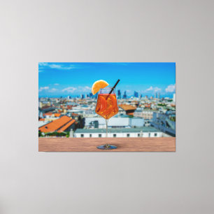 Toile Cocktail Spritz sur une table avec vue sur Milan