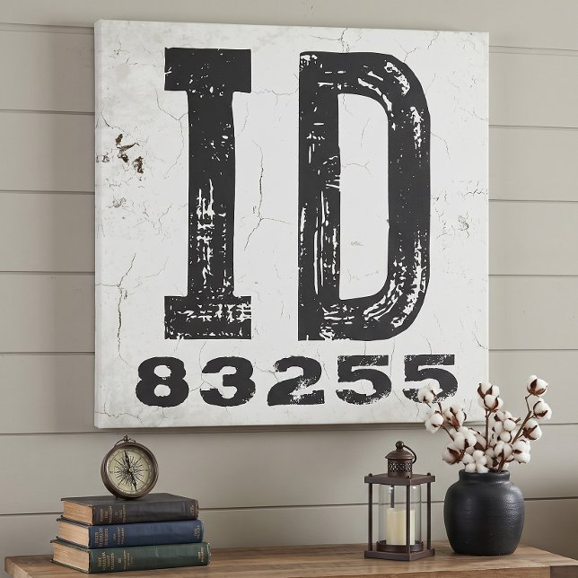 Toile Code Postal de l'État Rustique de Ferme Idaho (Créateur téléchargé)
