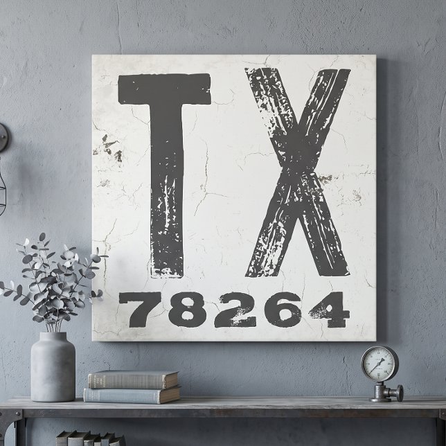 Toile Code Postal de l'État Rustique de Ferme Texas (Créateur téléchargé)