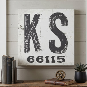 Toile Code Postal Rustique de Ferme Kansas