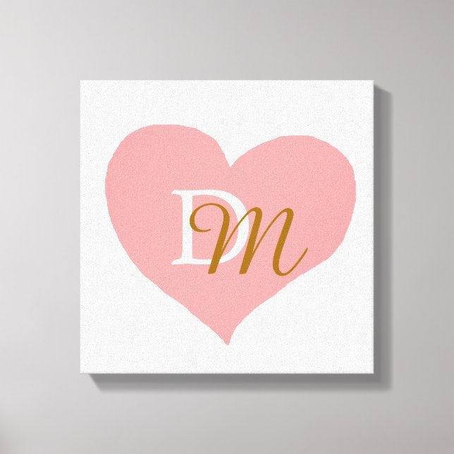 Toile coeur-amour-rose monogrammé (Recto)