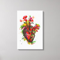 Coeur anatomique avec fleurs, coeur floral