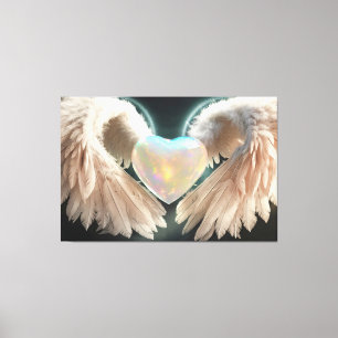 Toile *~* Coeur Ange Blanc Ailes AP78 Opale