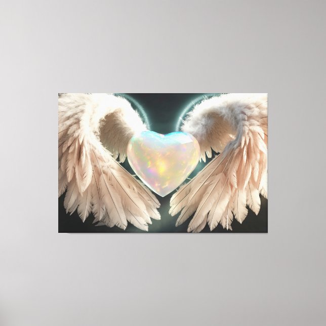 Toile *~* Coeur Ange Blanc Ailes AP78 Opale (Recto)