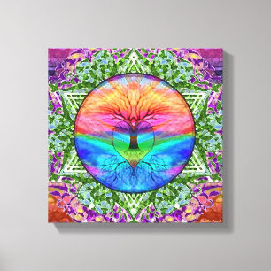 Toile Coeur arc-en-ciel