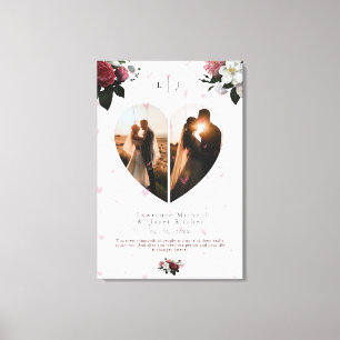 Toile Coeur Blanc Chic En Forme Photo collage Pour Coupl