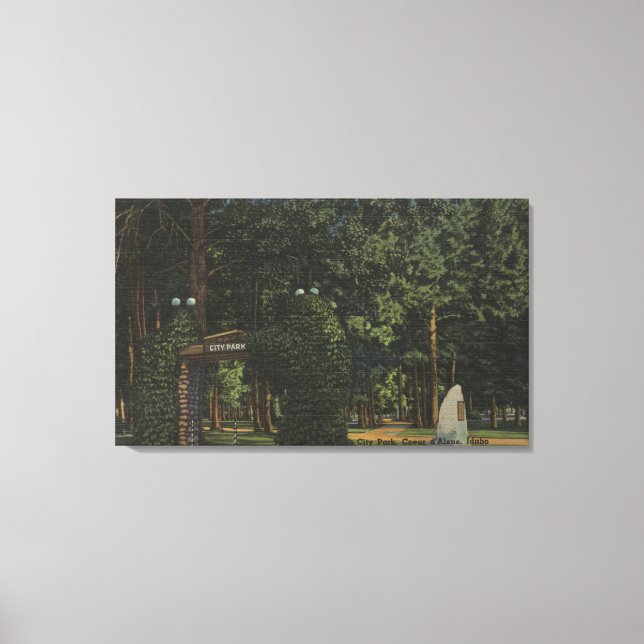 Toile Coeur d'Alene, ID - Vue du parc de la ville (Recto)