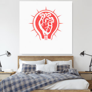 Toile Cœur de Brillance - Ampoule Cœur Anatomique