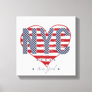 Toile Coeur de drapeau américain de NYC
