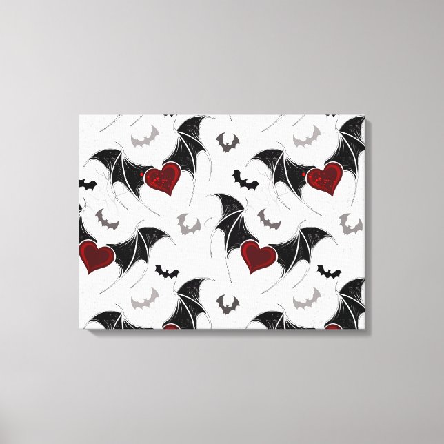 Toile Coeur d'Halloween avec ailes de chauve-souris noir (Recto)