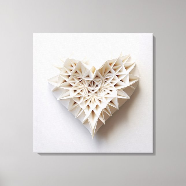 Toile Coeur d'origami blanc (Recto)