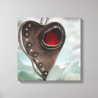 Toile Coeur en verre de mer