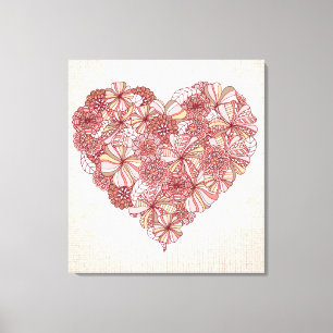 Toile Coeur fait de fleurs tirées par la main