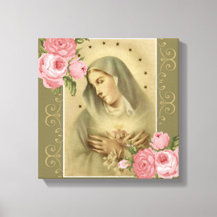 Toile Coeur impeccable des roses roses de Mary avec des