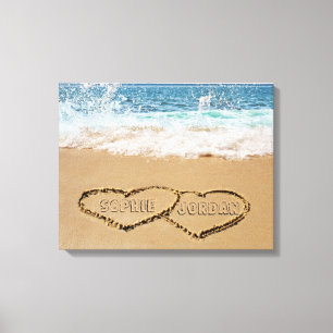 Toile Coeur Personnalisé Dans Le Sable