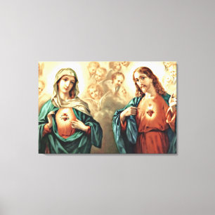 Toile Coeur sacré de Jésus Coeur immaculé de Marie