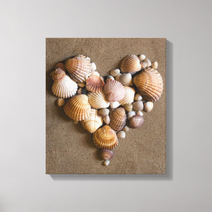 Toile Coeur Saint Valentin fait avec des coquilles