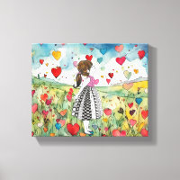 Coeurs aquarelle et petite fille