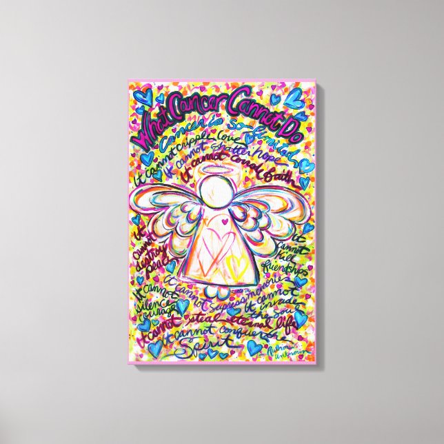 Toile Coeurs de printemps Cancer ne peut pas Angel Peint (Recto)