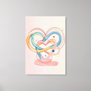 Toile "Coeurs entrelacés Symbole d'amour Abstrait Imprim
