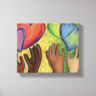 Toile Coeurs et mains Diversité Peinture Canvas Art Impr