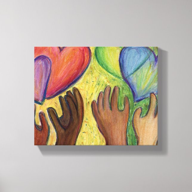 Toile Coeurs et mains Diversité Peinture Canvas Art Impr (Recto)