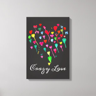 Toile Coeurs fantaisie coloré arc-en-ciel art coeur