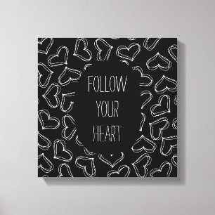 Toile Coeurs noir et blanc