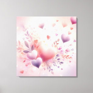 Toile Cœurs pastel fantaisistes Amour floral romantique
