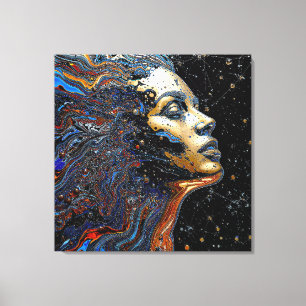 Toile "Cognition Céleste" – Un Portrait Surréaliste