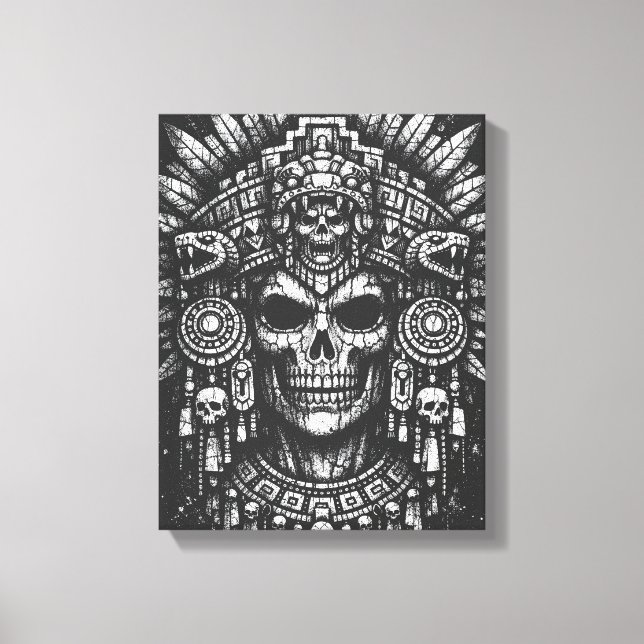 Toile Coiffe de crâne aztèque par BurnsInHell (Recto)