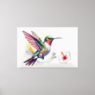 Toile Colibri Au Crayon Coloré Avec Fleur