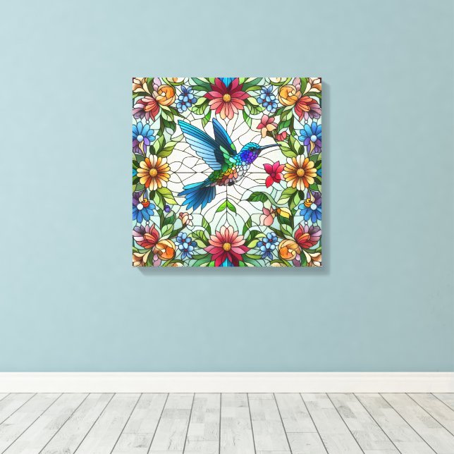 Toile Colibri gracieux avec effet de verre tendu (Insitu (Plancher de Bois))