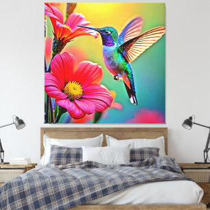 Toile Colibri vibrant au coucher du soleil