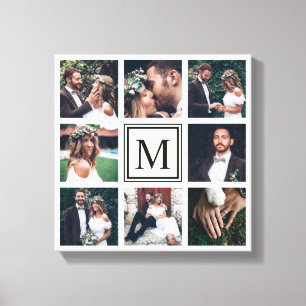 Toile Collage Carré personnalisé 8 Monogramme photo Mari