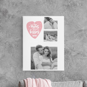 Toile Collage Couple Photo & Hugs And Kisses PInk Heart