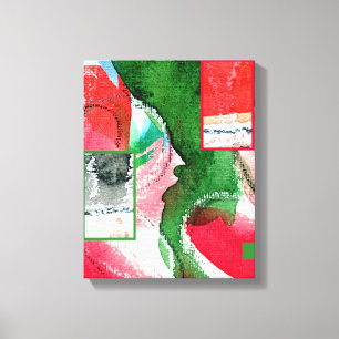 Toile collage d'art abstrait, milieux mixtes et aquarell