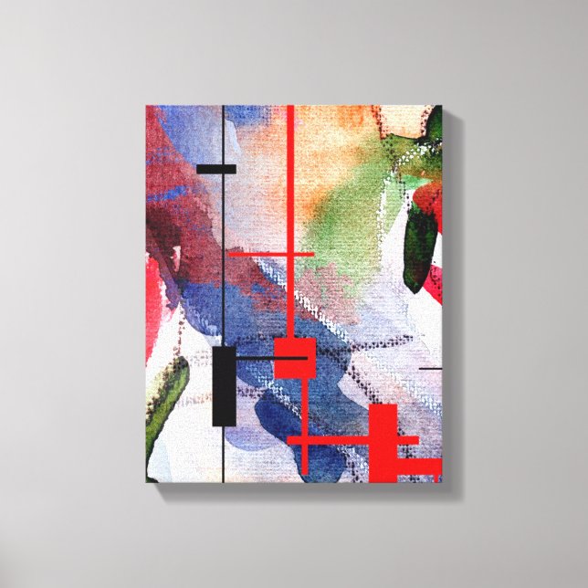 Toile collage d'art abstrait, milieux mixtes et aquarell (Recto)