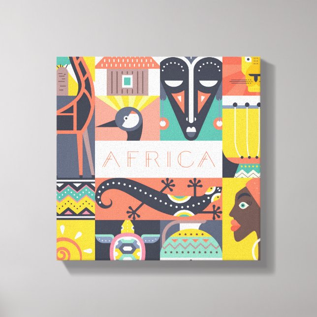 Toile Collage d'art symbolique africain (Recto)